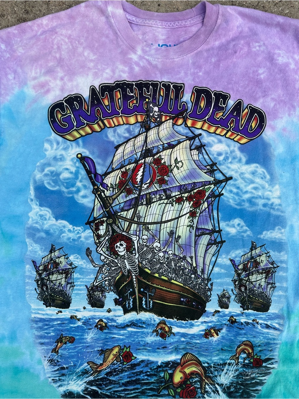 Liquid Blue Grateful Dead Ship of Fools Tie Dye T-Shirt Men's Size (XL) Y2K - Picture 2 of 9